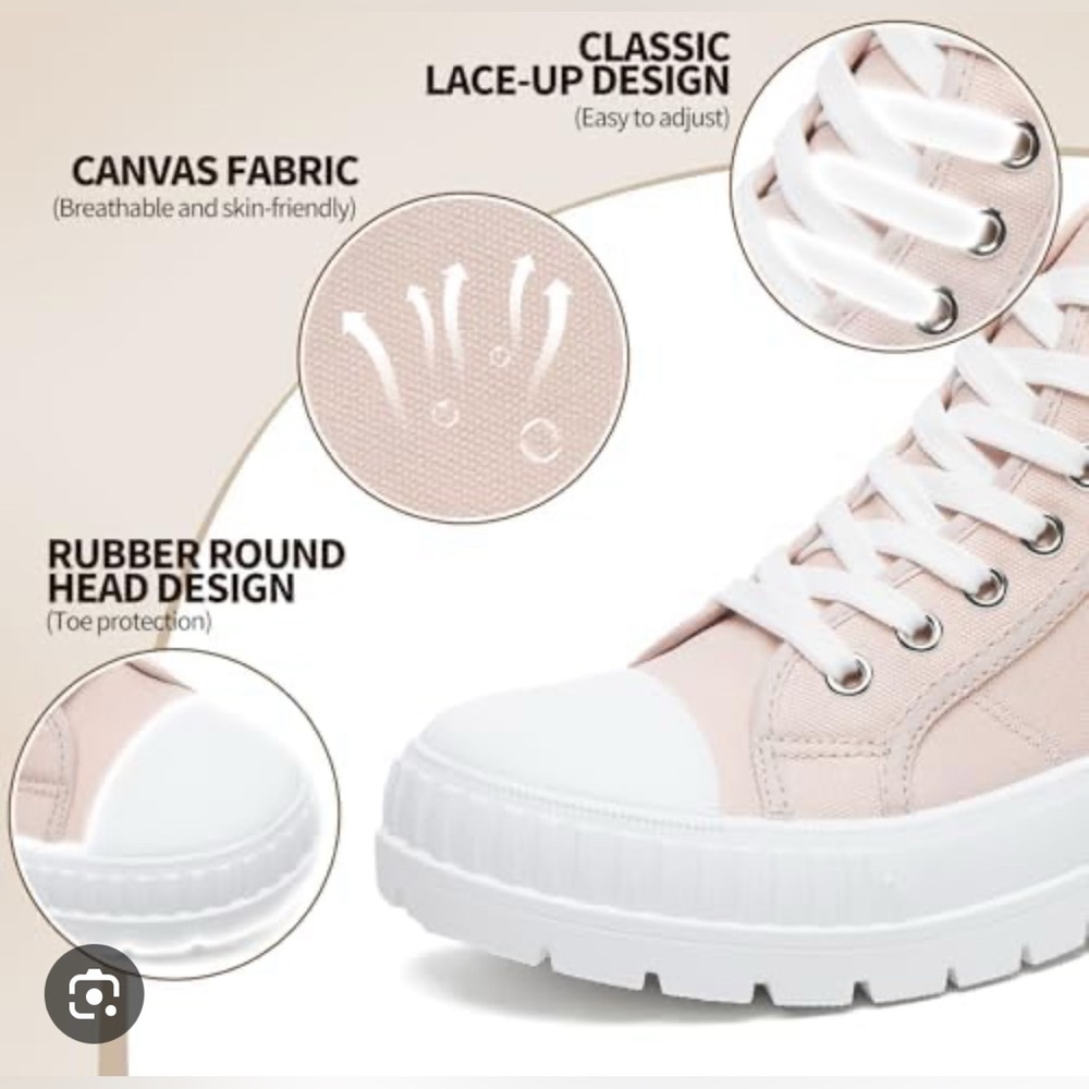 NWT High Top Platform (Women’s) (US 7) WHITE Lugged Lace-Up Sneaker in BOX - Picture 6 of 9